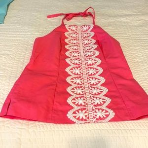 Lilly Pulitzer size 8.  Pink beaded halter top.